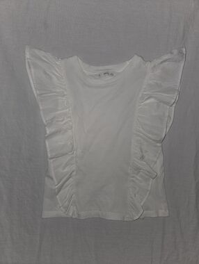 MNG White Ruffle Sleeve Top 5/6